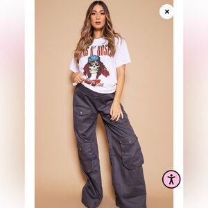 Pretty Little Thing Maternity Charcoal Pocket Front Straight Leg Cargo Pants